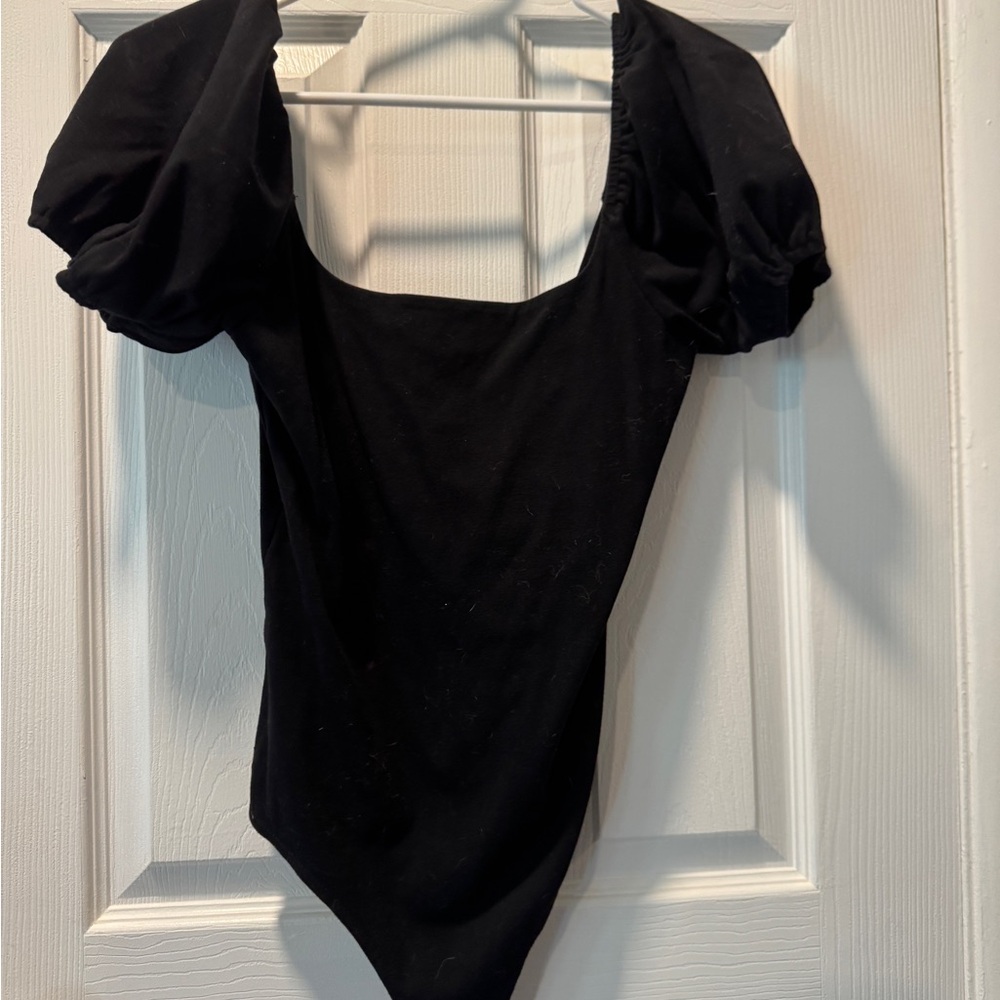 Elegant Black Puff Sleeve Women's Top